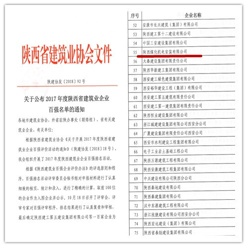 emc网页版登录建设机电安装公司再次闯入陕西省建筑业百强企业